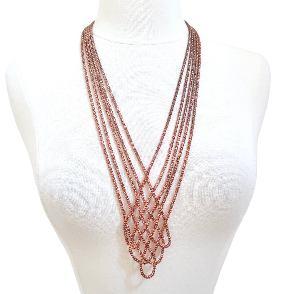 ALI KHAN rose gold woven chain necklace
